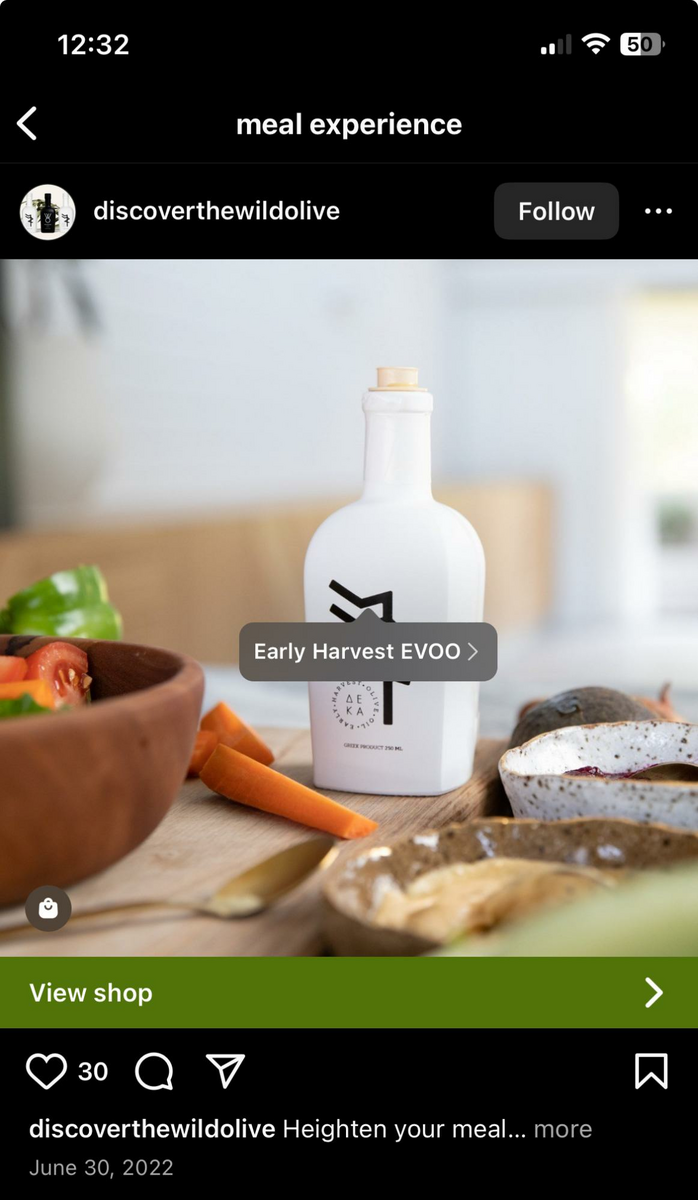 Food and beverage on Instagram Shopping